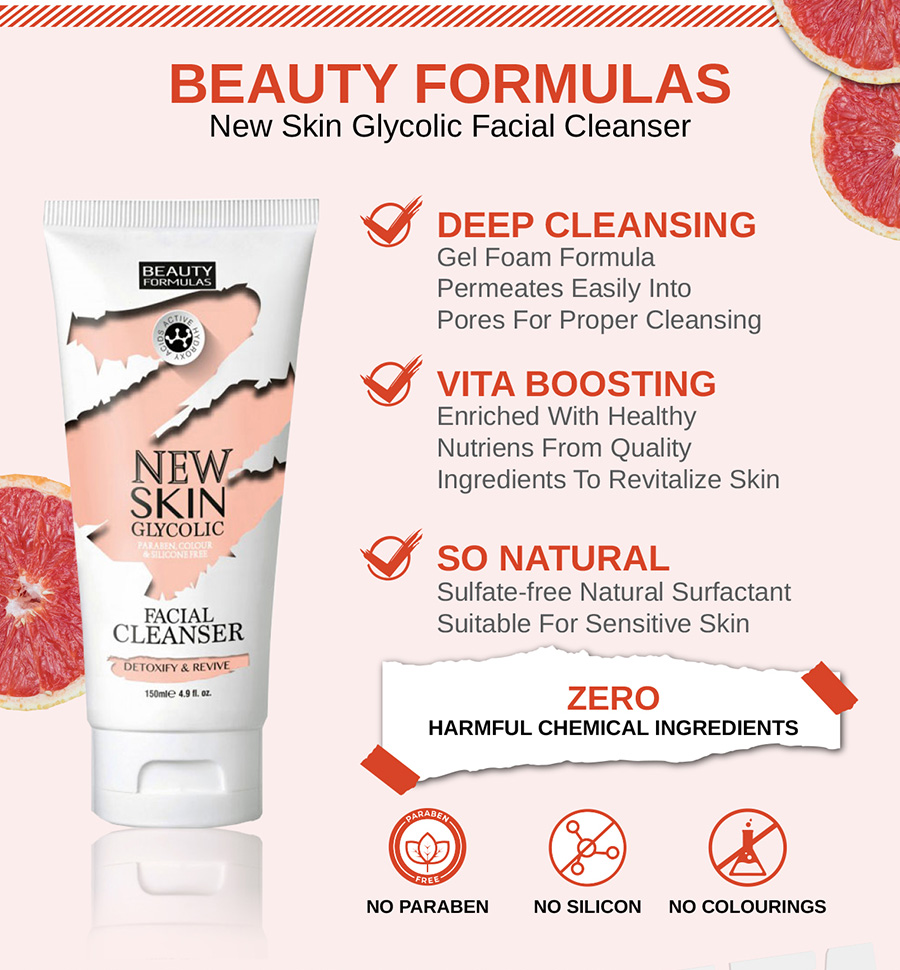 beauty formulas new skin glycolic facial cleanser kullananlar