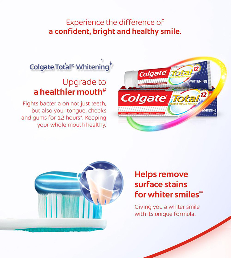 [Twin Pack] Colgate Total Whitening Toothpaste Valuepack 150g Hermo